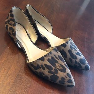 Leopard microsuede pointed two-piece ballet flat